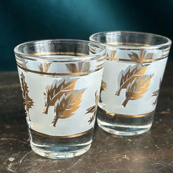 Vintage MCM Starlyte Golden Foliage Shot Glasses - Picture 2 of 7